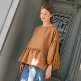 OCHRE-2 oversized linen top