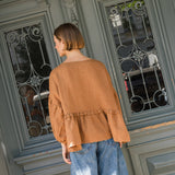 OCHRE-2 oversized linen top