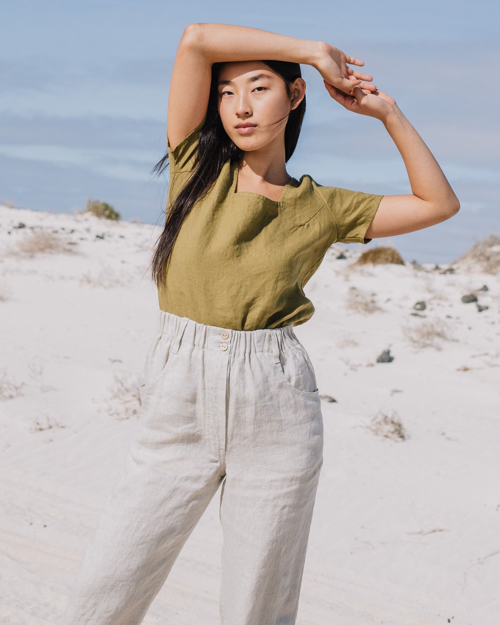 DOOLIN high-waisted linen pants - notperfectlinen