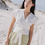 MADRID cropped linen wrap top - notperfectlinen