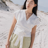 MADRID cropped linen wrap top - notperfectlinen