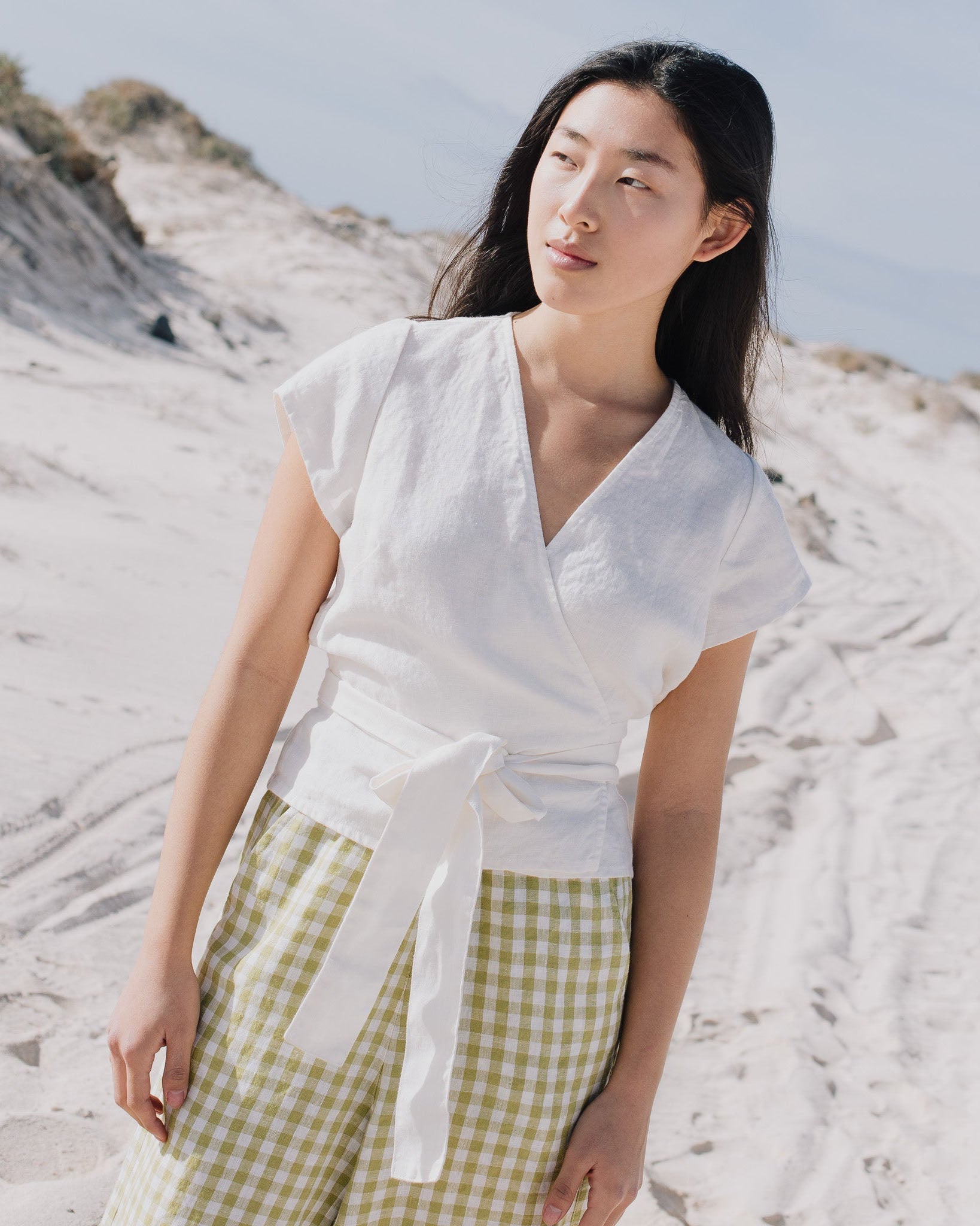 MADRID cropped linen wrap top - notperfectlinen