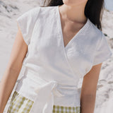 MADRID cropped linen wrap top - notperfectlinen