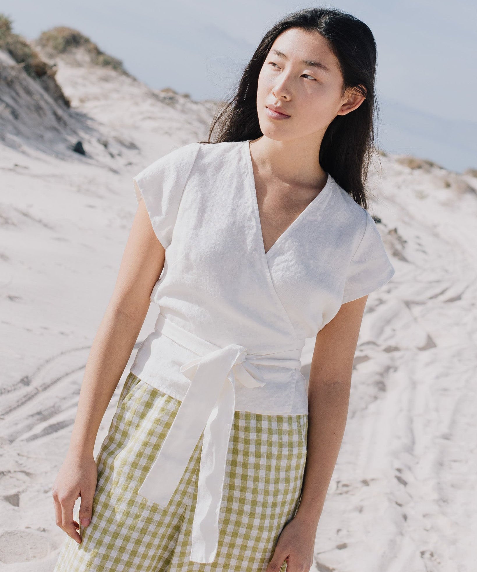 MADRID cropped linen wrap top - notperfectlinen