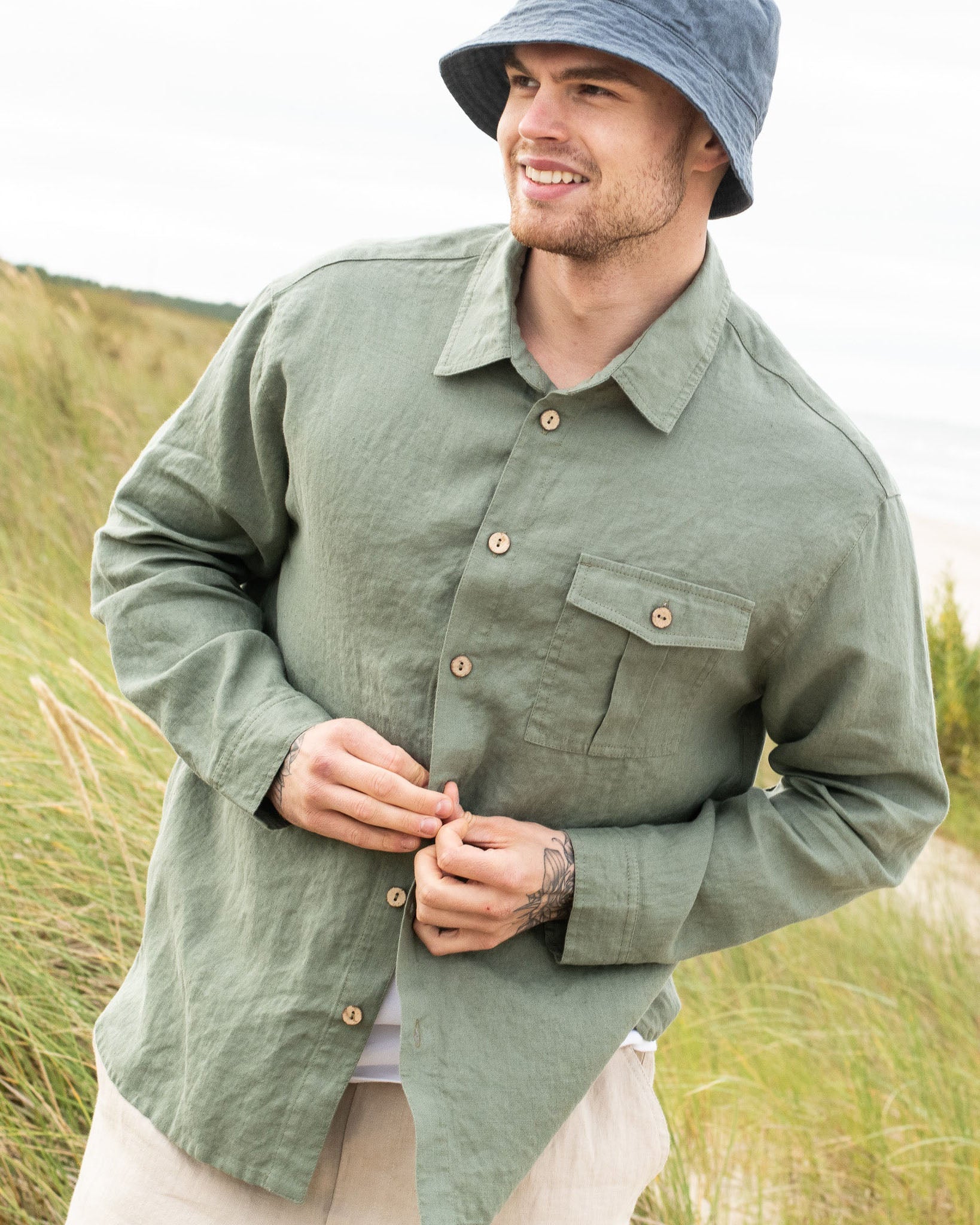 Men’s long sleeve linen shirt MONTREAL - notperfectlinen