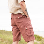 R: Men’s cargo linen shorts MACKAY (Size: S; Color: Admiral Blue) - notperfectlinen