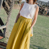 OIA gathered linen skirt