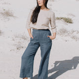 PUGLIA straight cut cropped linen pants - notperfectlinen