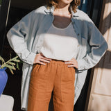 PUGLIA straight cut cropped linen pants