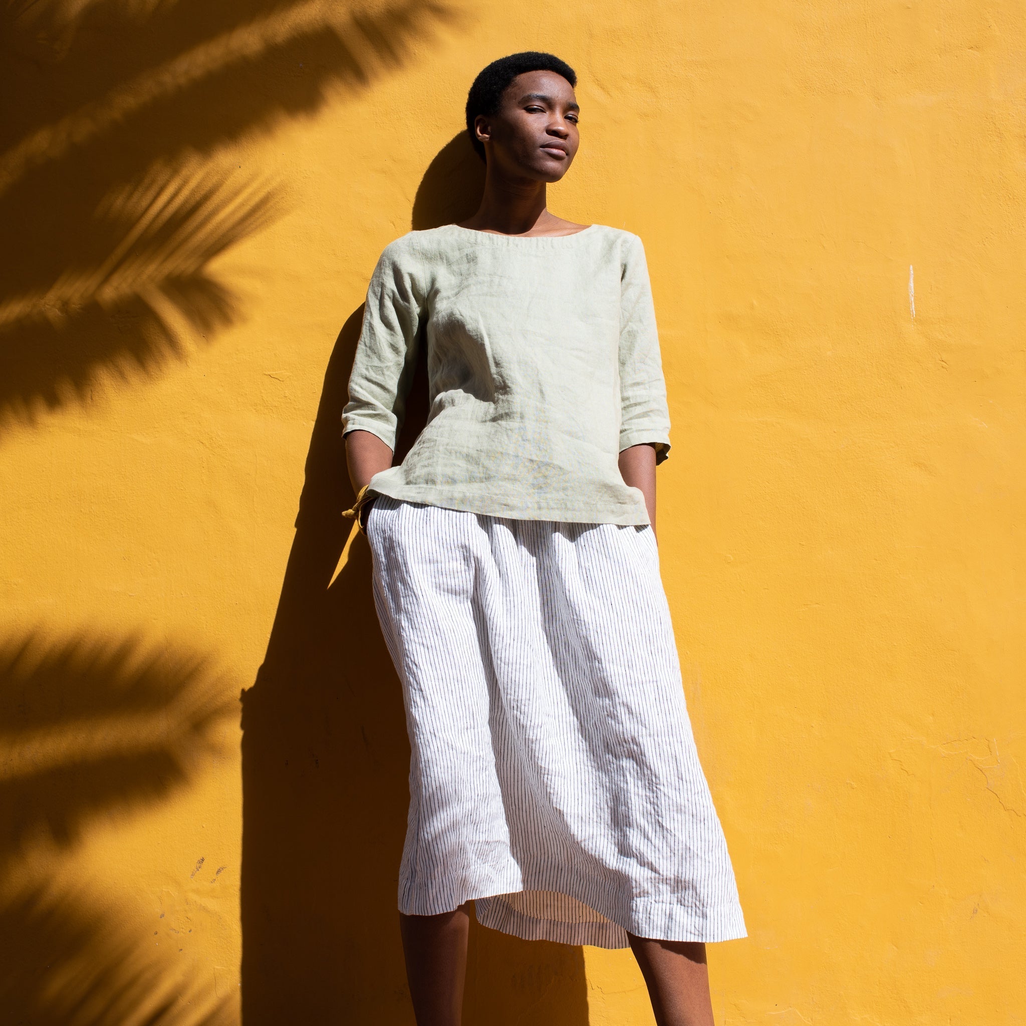 SION gathered linen skirt (Discontinued Colors Sale) - notPERFECTLINEN
