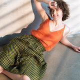 SION gathered linen skirt (Gingham Collection) - notPERFECTLINEN