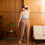 R: DAMME high-waisted pleated front linen pants (Size: XS; Color: Charcoal Blue) - notperfectlinen