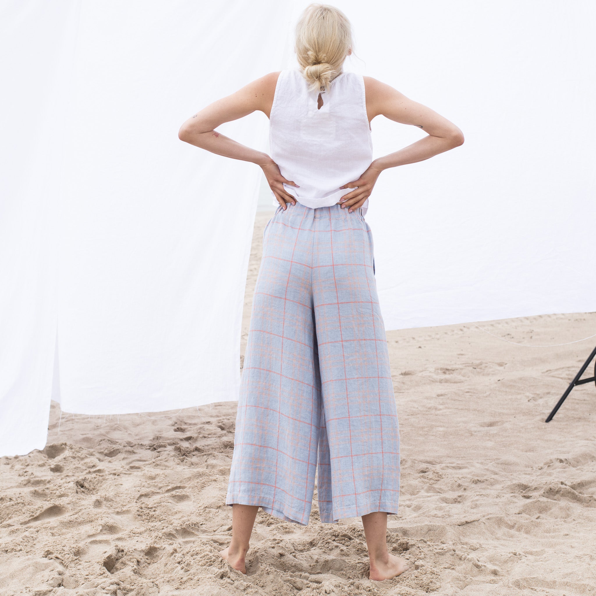 Maxi WELS wide leg linen pants (Gingham Collection) - notPERFECTLINEN
