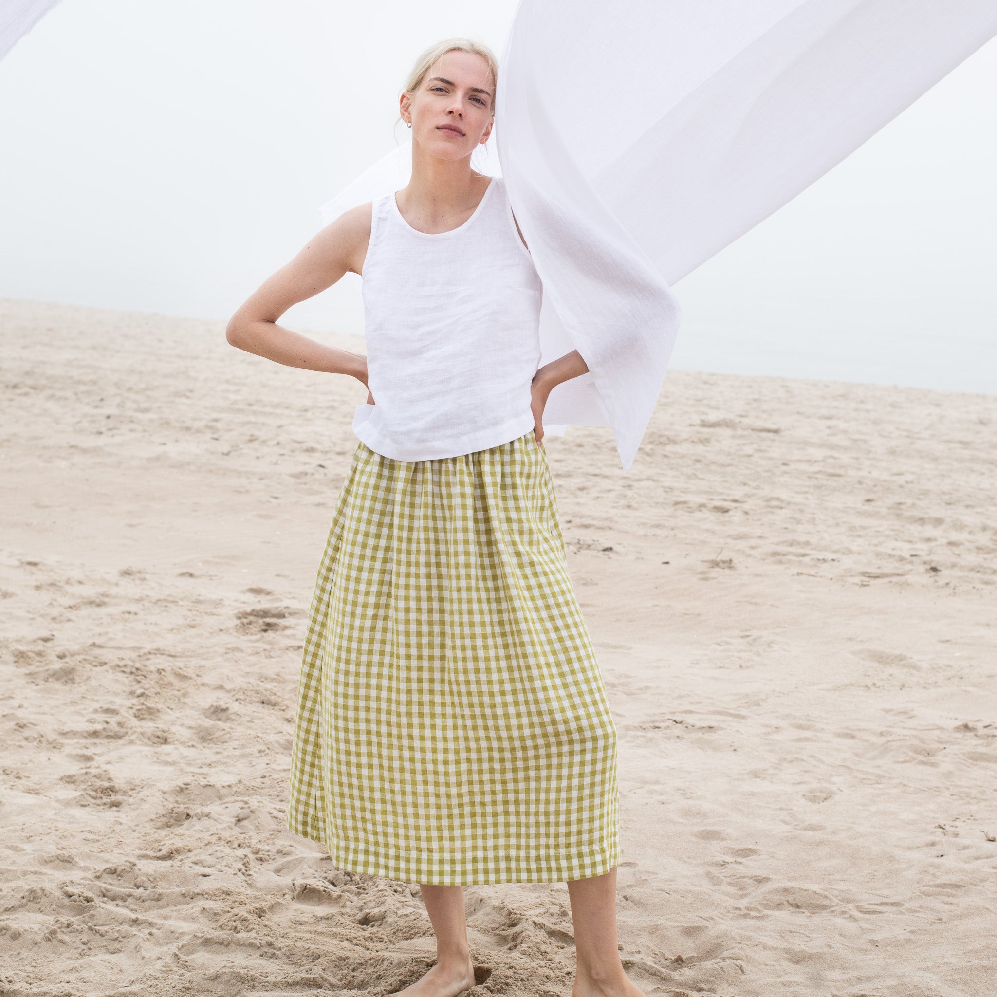 Linen Midi Skirt - SION Gathered – notPERFECTLINEN