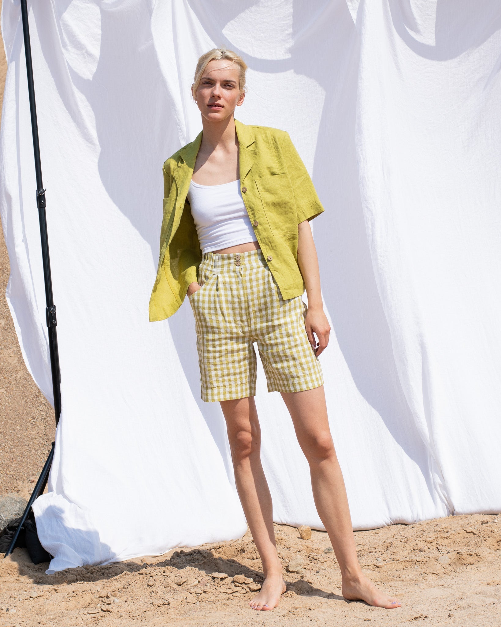 MORCOTE high-waisted linen shorts - notperfectlinen