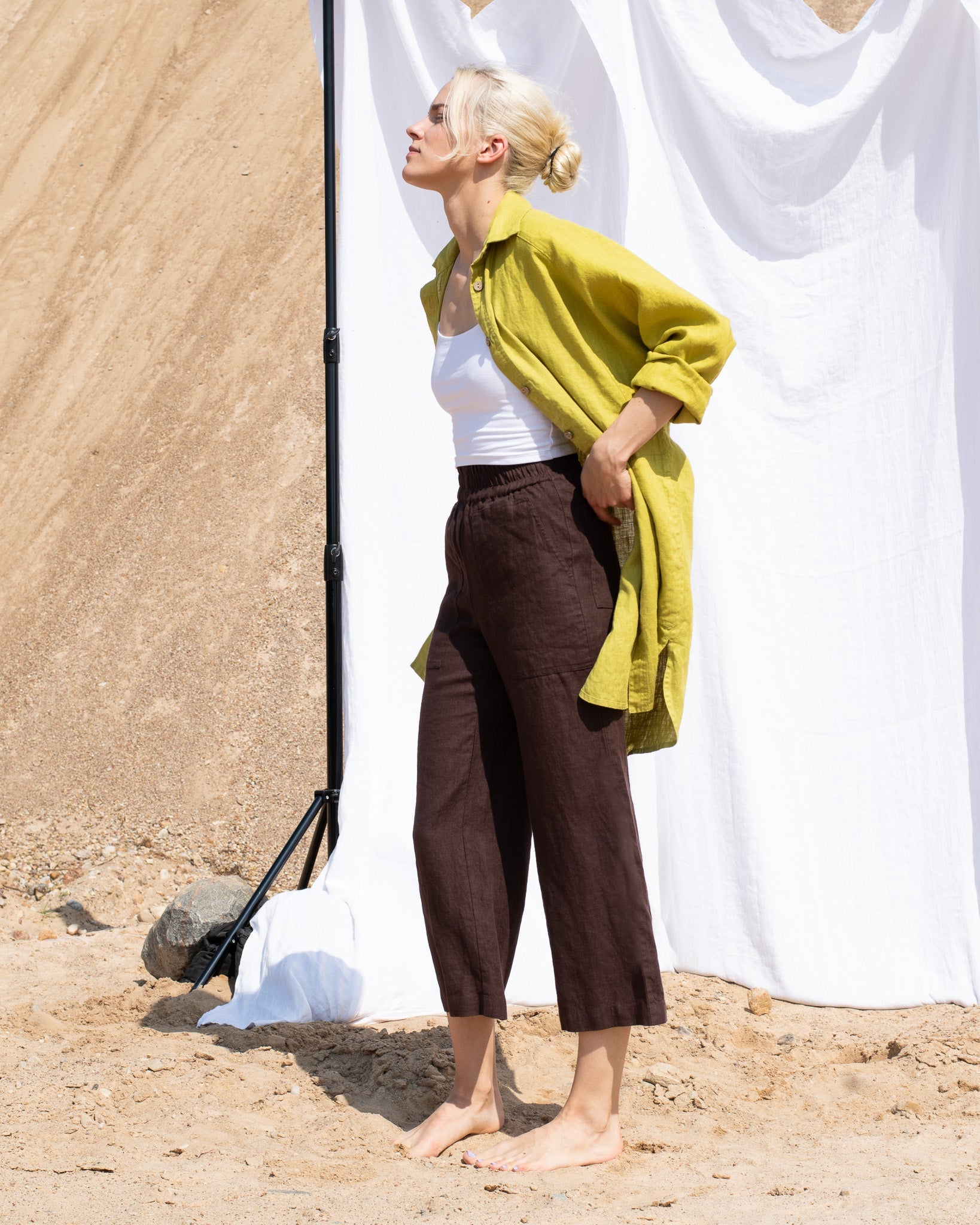 PUGLIA straight cut cropped linen pants - notperfectlinen