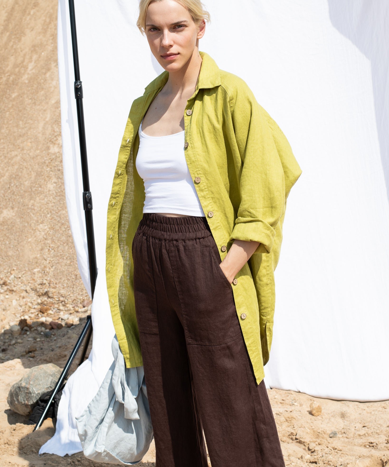 LIVORNO-2 oversized linen collar shirt - notperfectlinen