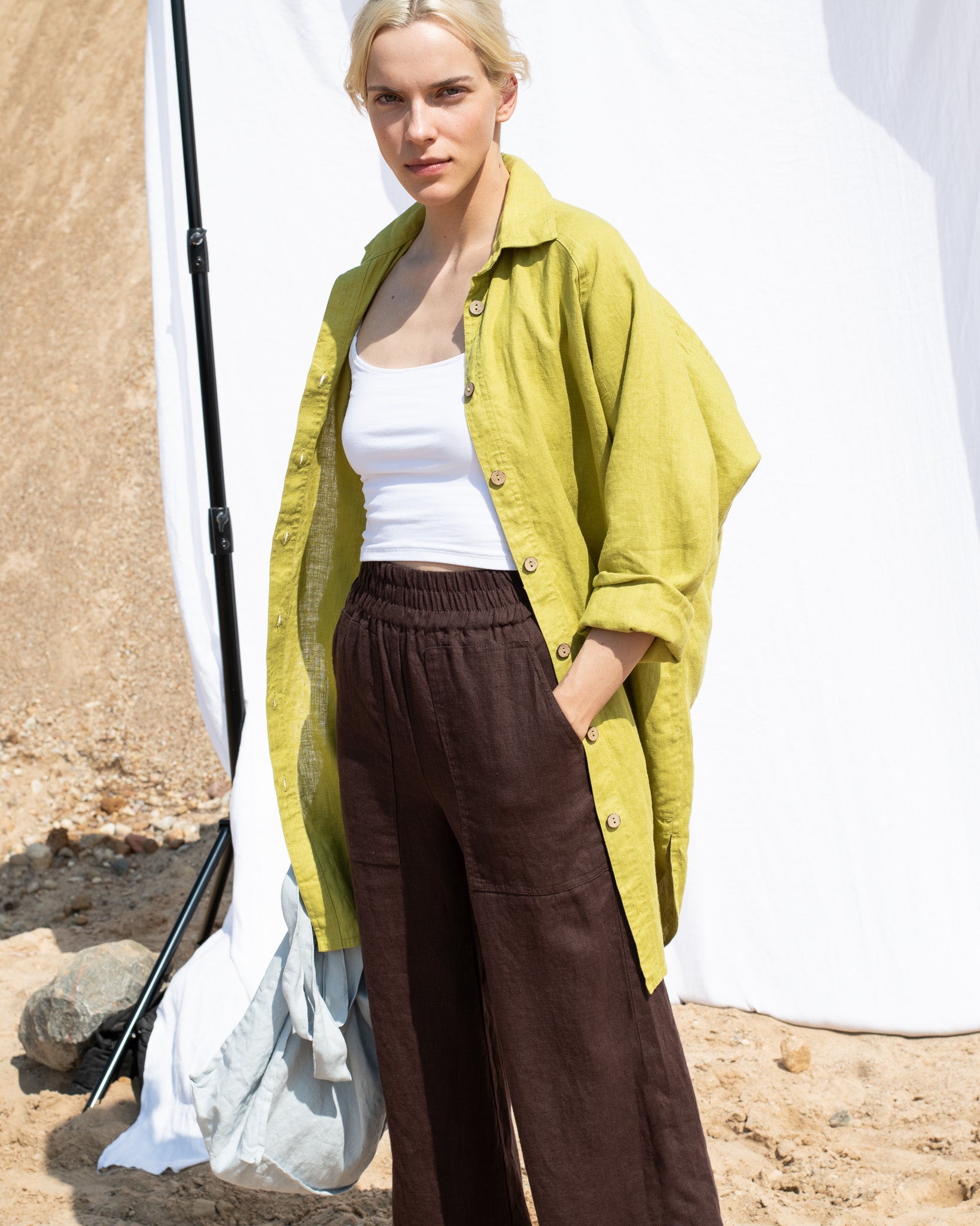 LIVORNO-2 oversized linen collar shirt - notperfectlinen