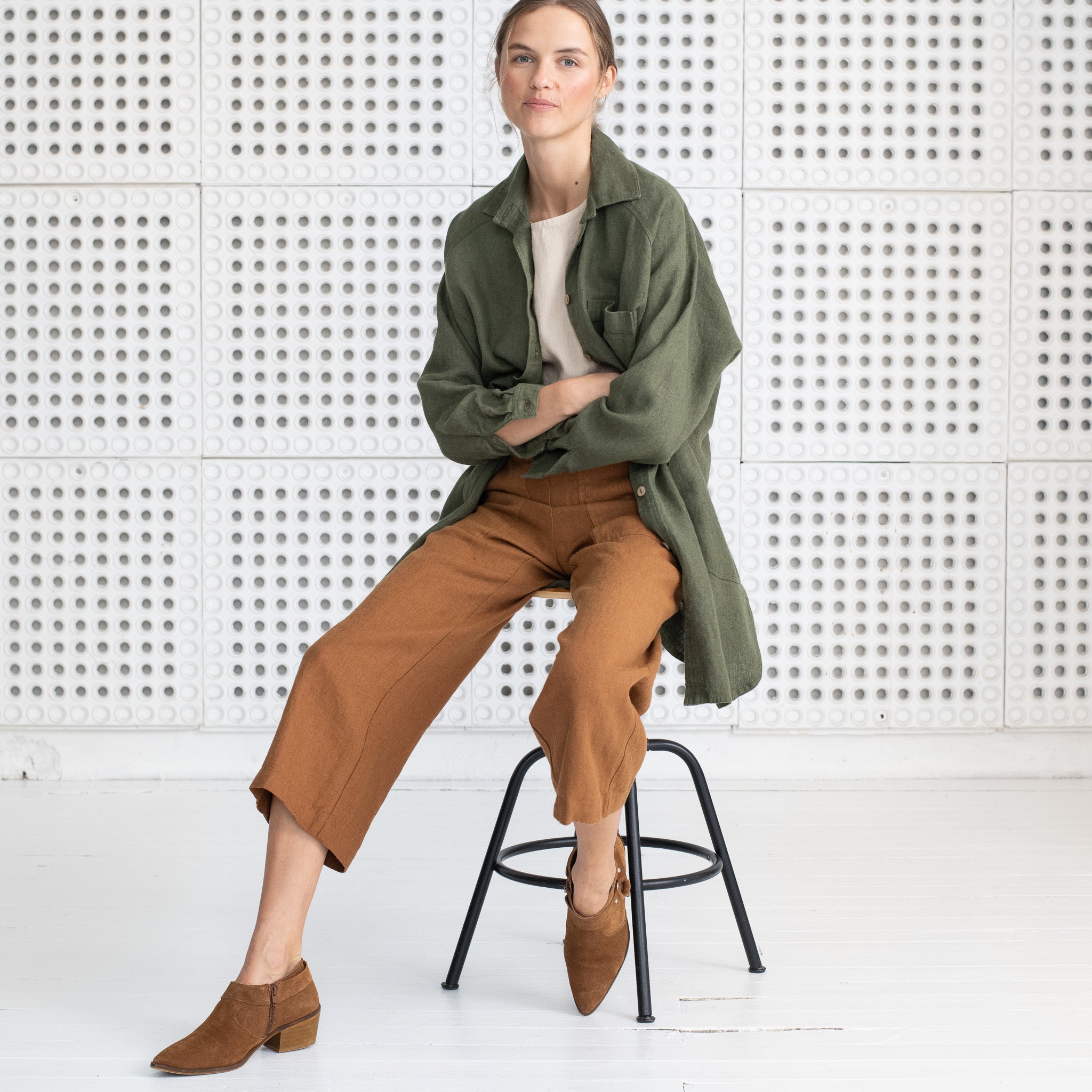 R: PUGLIA linen pants (Size: XS; Color: Oat Milk) - notperfectlinen