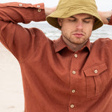 Men’s long sleeve linen shirt MONTREAL in HEAVY linen