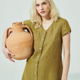 CHORA maxi button-down linen dress (SS24)