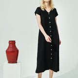 CHORA maxi button-down linen dress (SS24)