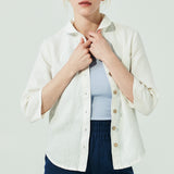 LUCERNE 3/4 sleeve collar linen shirt