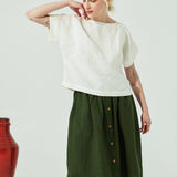 MARSEILLE linen front snap skirt (SS24)