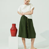 MARSEILLE linen front snap skirt (SS24)