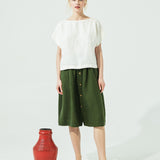 MARSEILLE linen front snap skirt (SS24)