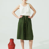 MARSEILLE linen front snap skirt (SS24)