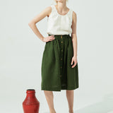 MARSEILLE linen front snap skirt (SS24)