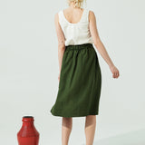 MARSEILLE linen front snap skirt (SS24)