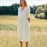 R: RONDA button down linen dress (Size: S/M; Color: Sage Blossom)