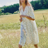 R: RONDA button down linen dress (Size: S/M; Color: Sage Blossom)