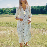 R: RONDA button down linen dress (Size: S/M; Color: Sage Blossom)
