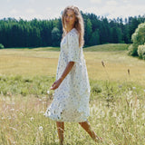 R: RONDA button down linen dress (Size: S/M; Color: Sage Blossom)
