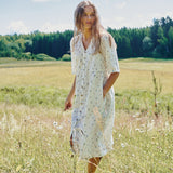 R: RONDA button down linen dress (Size: S/M; Color: Sage Blossom)