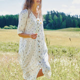 R: RONDA button down linen dress (Size: S/M; Color: Sage Blossom)
