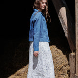 R: CHORA maxi button-down linen dress (Color: Natural/Grey Stripes; Size: S)