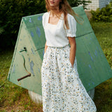 SION gathered linen skirt