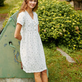 CU: Customized SYMI V-neck linen dress (Size: L; Color: Forest Green)