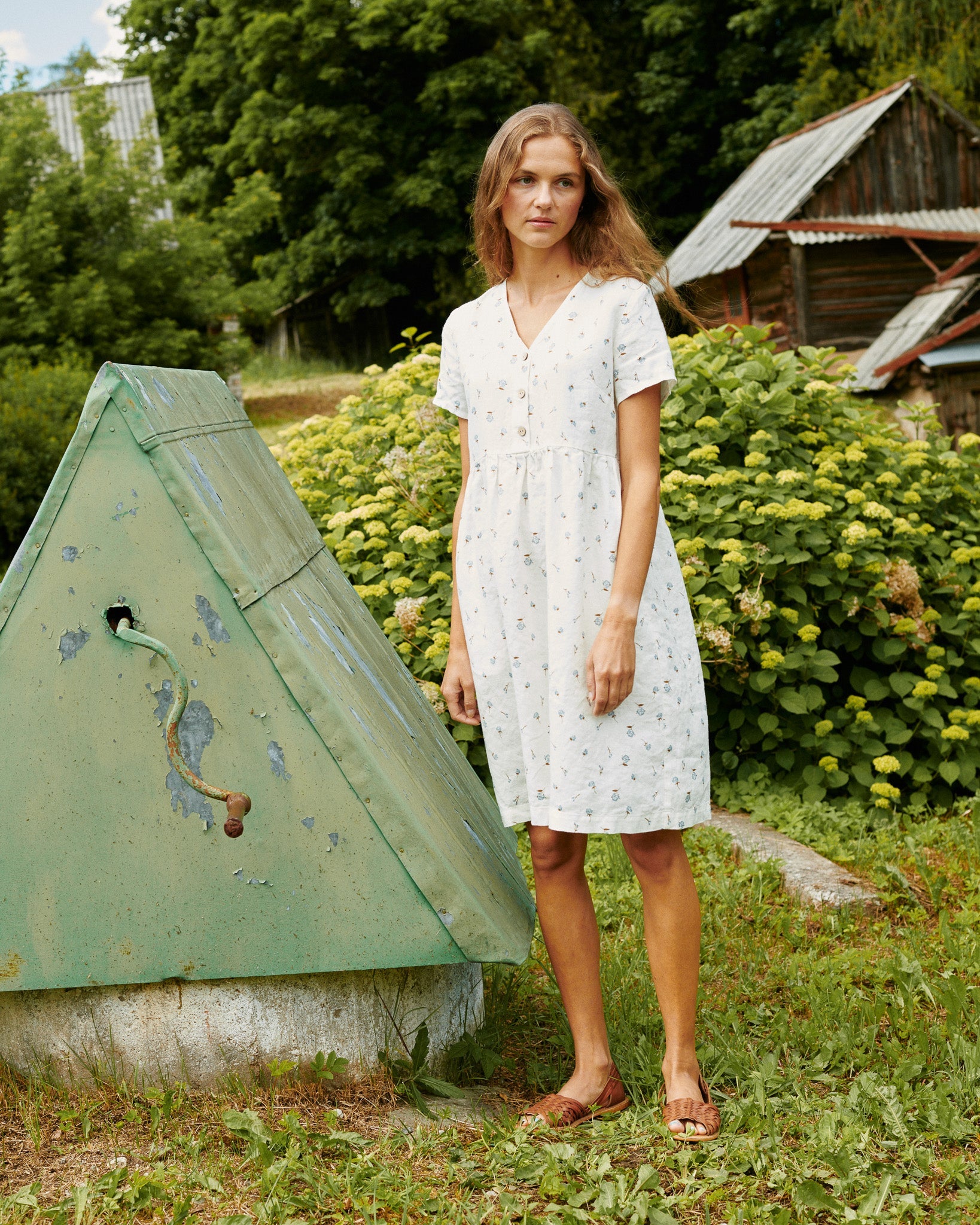 SYMI V-neck linen dress - notPERFECTLINEN