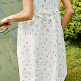CU: Customized SYMI V-neck linen dress (Size: L; Color: Forest Green)