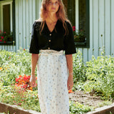 MARFA faux-wrap linen skirt