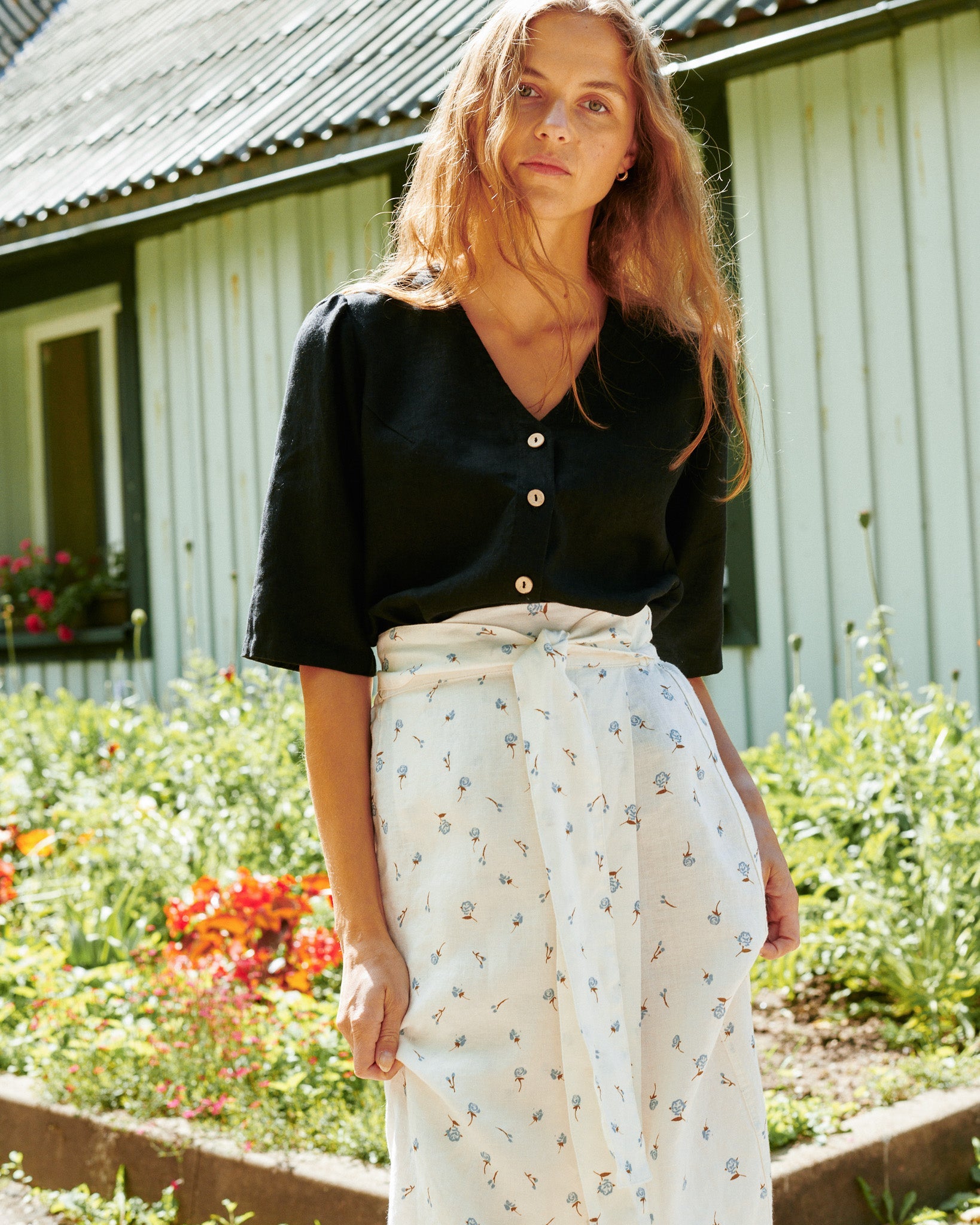 ISLA elbow sleeve top linen - notperfectlinen