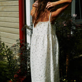 R: SARAH button down slip linen dress (Size: S; Color: Natural/White Gingham)