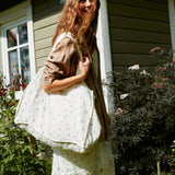 R: SARAH button down slip linen dress (Size: S; Color: Natural/White Gingham)