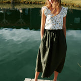 SION gathered linen skirt