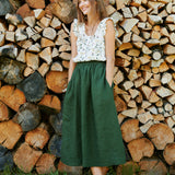 SION gathered linen skirt